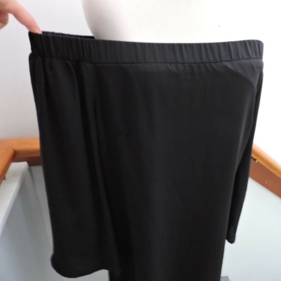 NWT $139 CHELSEA28 BLACK OFF SHOULDER BELL SLEEVE CHIFFON LBD DRESS M - Picture 4 of 7